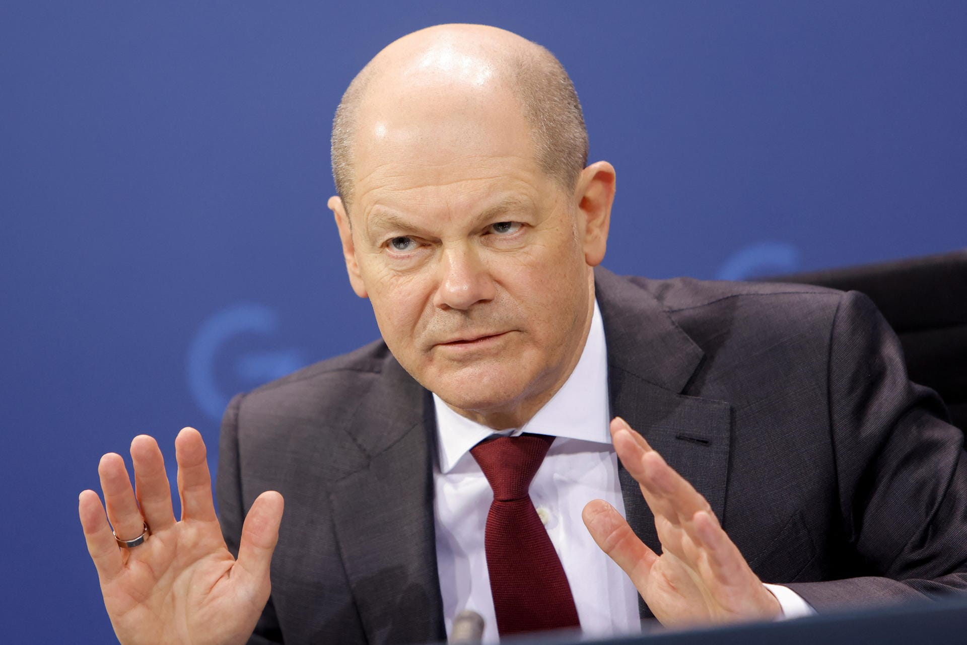 German Chancellor Scholz attends a news conference on latest COVID-19 measures, in Berlin