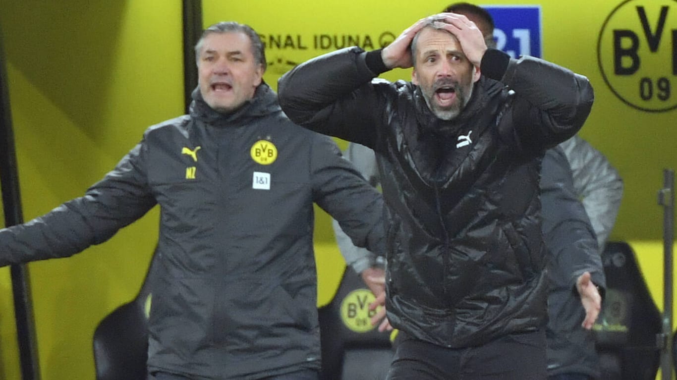 Manager Michael Zorc (l.) und Trainer Marco Rose: Keine einfachen Zeiten beim BVB.