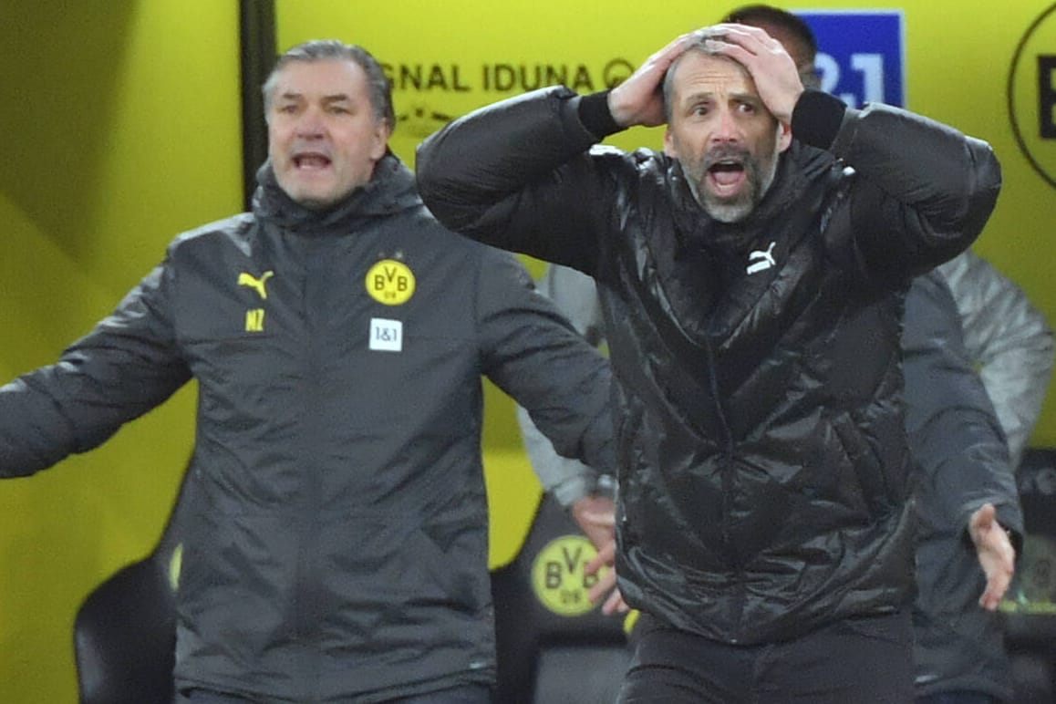 Manager Michael Zorc (l.) und Trainer Marco Rose: Keine einfachen Zeiten beim BVB.