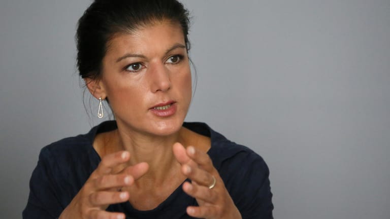 Sahra Wagenknecht of Germany's left-wing party Die Linke attends an interview with Reuters in Berlin