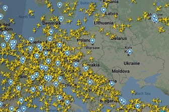 Keine Flüge: Ein von Flightradar24.com zur Verfügung gestellter Screenshot zeigt den freien Luftraum über der Ukraine am Donnerstag, den 24. Februar 2022. Kurz zuvor hatten russische Truppen ihren Angriff auf die Ukraine gestartet.
