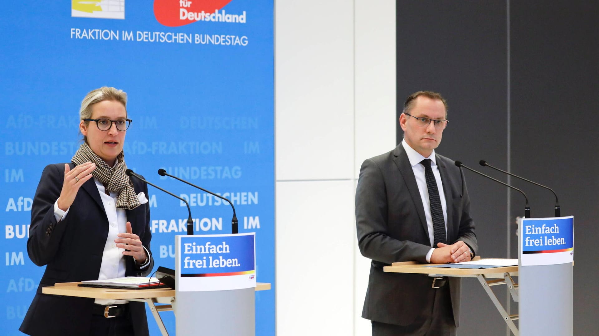 Alice Weidel und Tino Chrupalla: Die AfD-Fraktionsvorsitzenden forderten Russland auf, die Kampfhandlungen einzustellen.