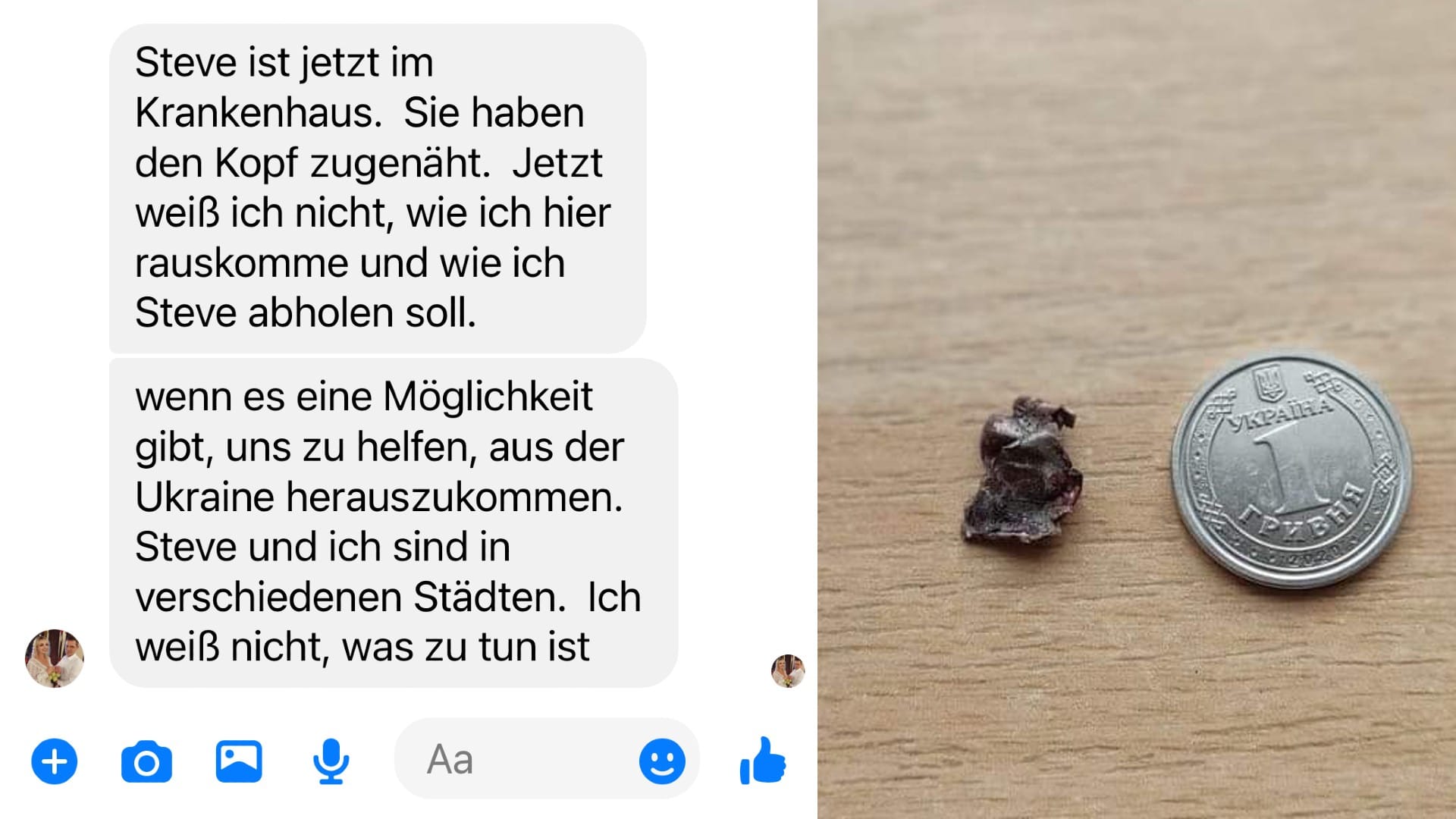 "Jetzt weiß ich nicht, wie ich Steve abholen soll": Kommunikation zwischen Bornas Oberbürgermeisterin und der Frau von Steve M. Rechts daneben: Das Teil, das Steve M. am Kopf traf.