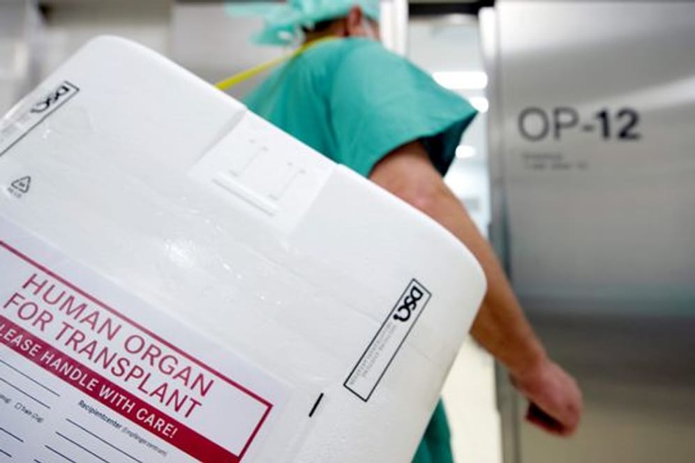 Ein Styropor-Behälter zum Transport von zur Transplantation vorgesehenen Organen.