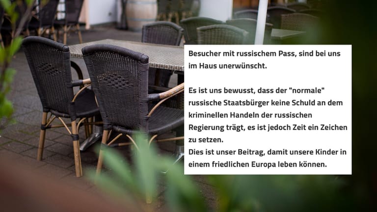 "Besucher mit russischem Pass unerwünscht": Mit diesen Worten erklärte das Restaurant, einen Beitrag zu einem "friedlichen Europa" leisten zu wollen. (Quelle: Screenshot/Symbolfoto eines Restaurants)