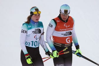 Clara Klug und ihr Guide Martin Härtl bei den Paralympics in Südkorea.