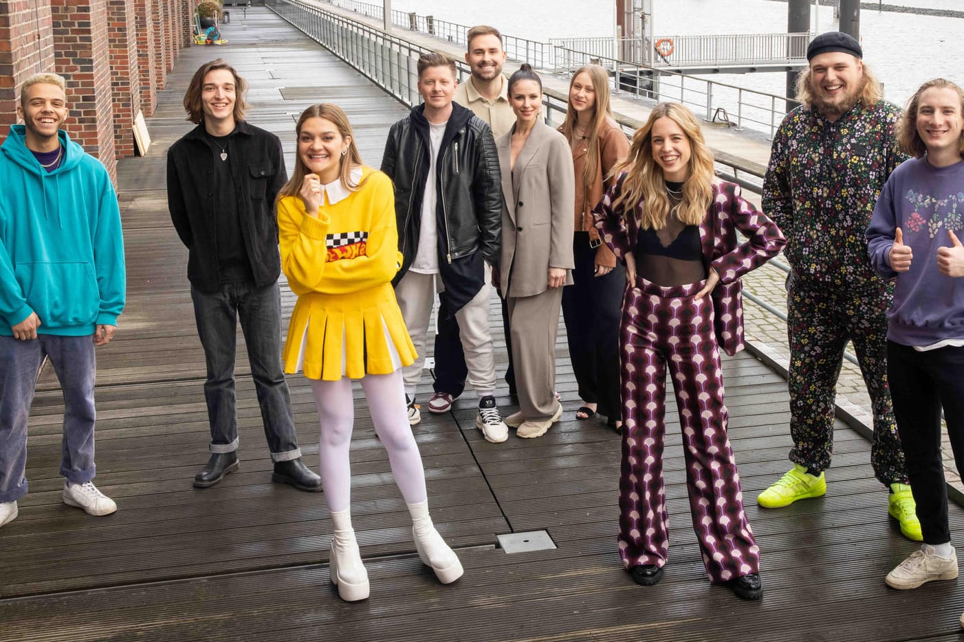 Die sechs Acts für den deutschen Vorentscheid zum Eurovision Song Contest: Malik Harris, Eros Atomus, Emily Roberts, Nico Suave & Team Liebe, Felicia Lu und Maël & Jonas