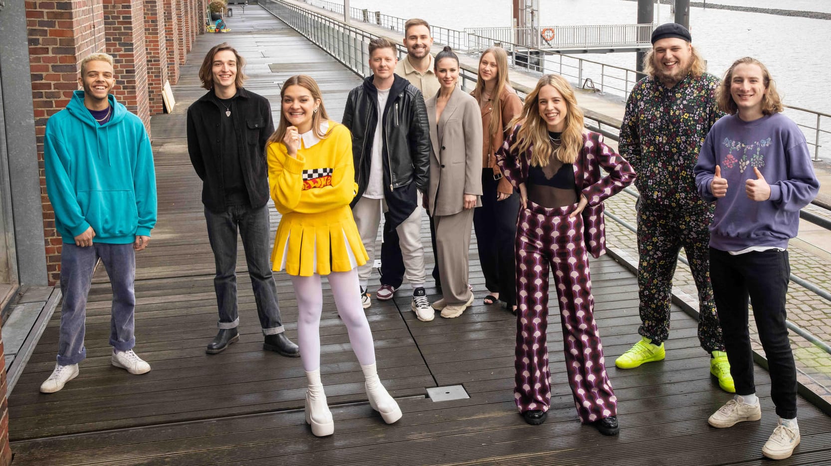 Die sechs Acts für den deutschen Vorentscheid zum Eurovision Song Contest: Malik Harris, Eros Atomus, Emily Roberts, Nico Suave & Team Liebe, Felicia Lu und Maël & Jonas