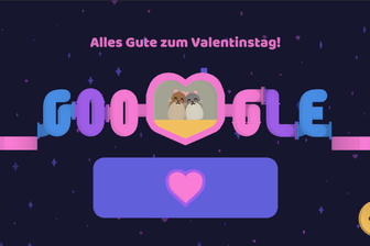 Google Doodle zum Valentinstag 2022: Spieler müssen zwei Hamster zueinander bringen.