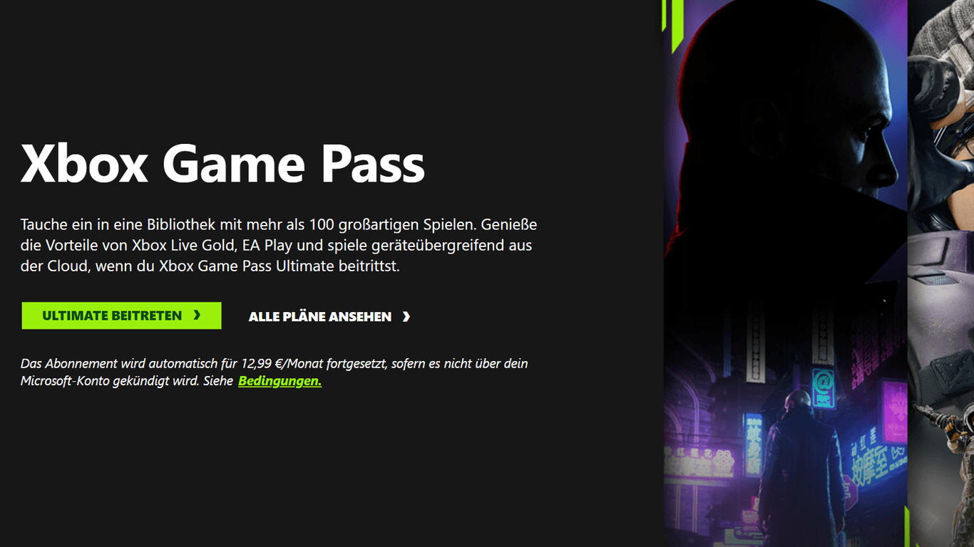 Der Game Pass von Microsoft.