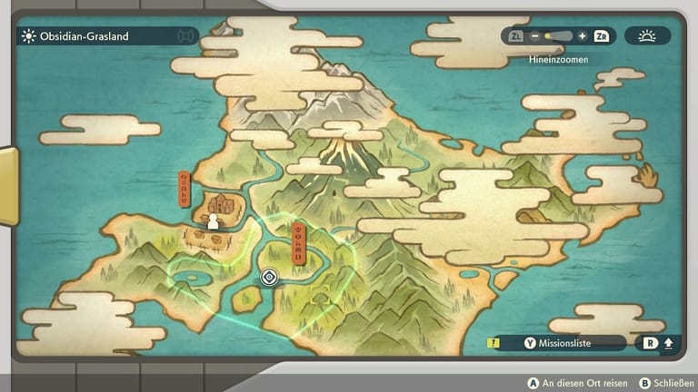 Die Karte der Spielregion: Diese ist ist in fünf große Regionen unterteilt.