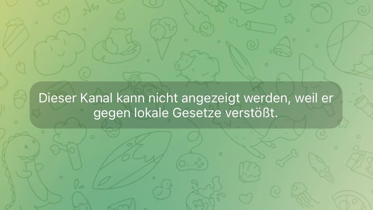 Versucht man den Kanal über die App zu öffnen, erscheint dieser Hinweis.