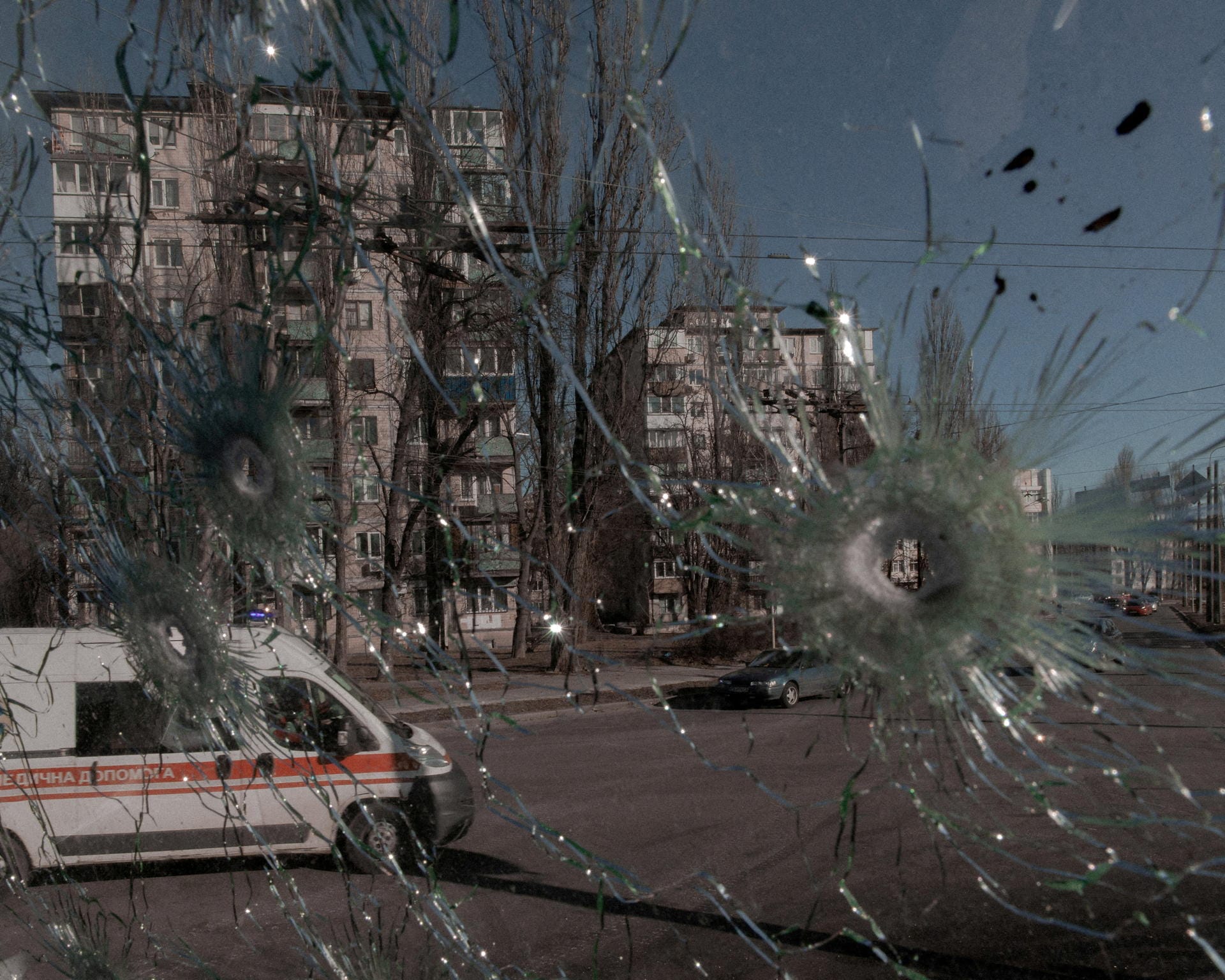 Zerstörte Scheiben in Kiew.
