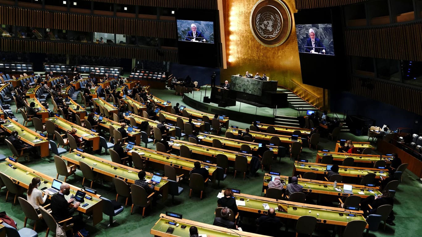 Blick auf die UN-Vollversammlung: Zum Jahrestag des Ukraine-Kriegs soll eine Resolution verabschiedet werden.