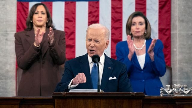 US-Präsident Joe Biden bei seiner ersten Rede zur Lage der Nation.