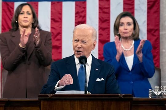 US-Präsident Joe Biden bei seiner ersten Rede zur Lage der Nation.