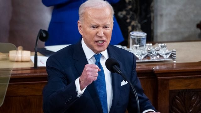 Joe Biden während seiner Rede Rede zur Lage der Nation im Kapitol.