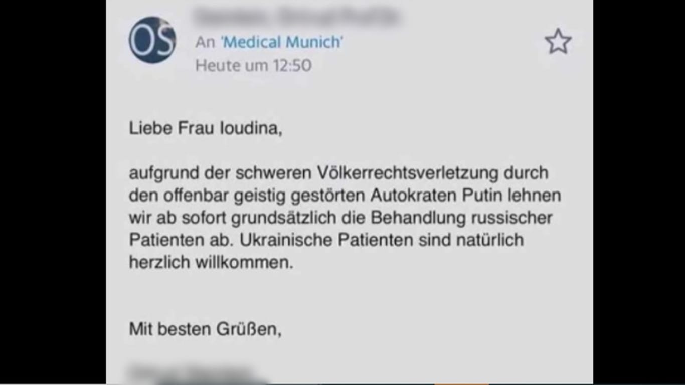 Drastische Mail: Eine Münchner Klinikdirektorin schrieb einer Betreuungsagentur für Medizintouristen, dass Russen nicht mehr behandelt würden. Das Klinikum hat das inzwischen richtiggestellt.