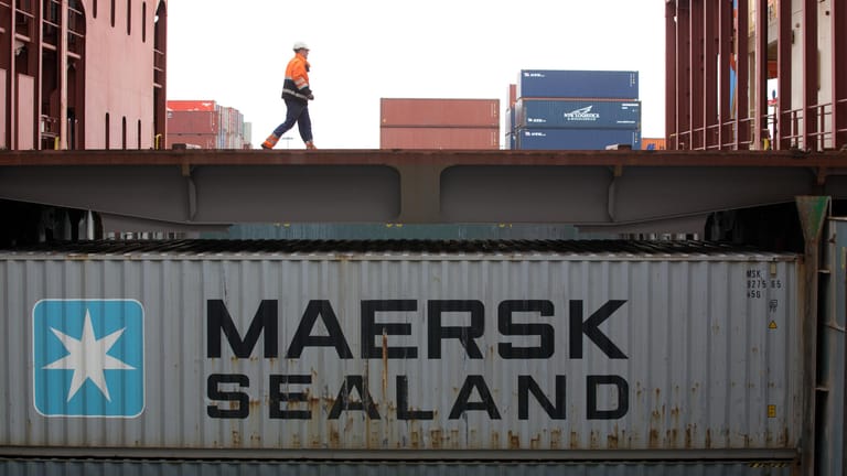 Containerschiff Eugen Maersk: Die Reederei setzt Buchungen von und nach Russland aus.
