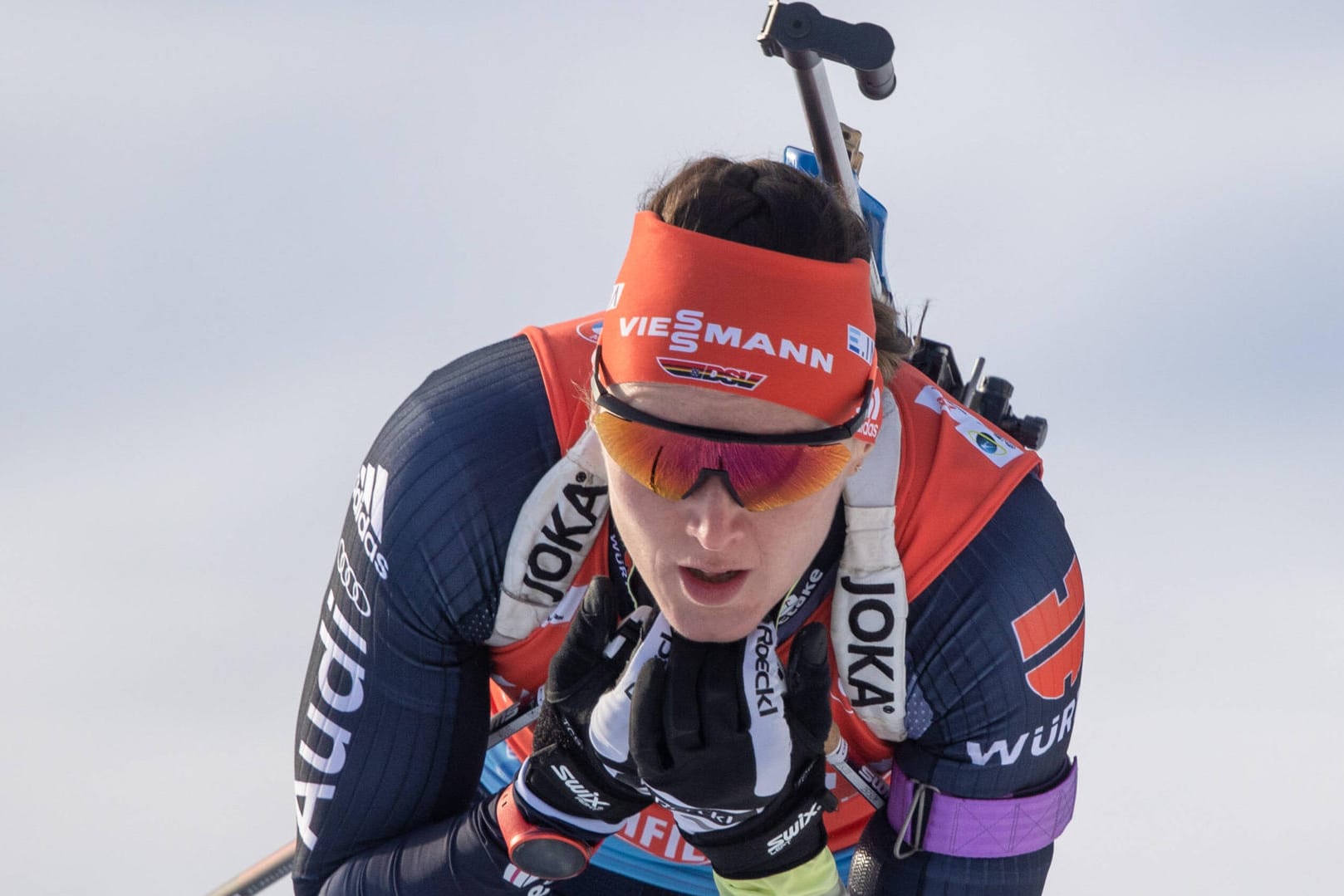 Denise Herrmann bei einem Weltcup-Rennen: Die Deutsche wusste in Kontiolahti zu überzeugen.