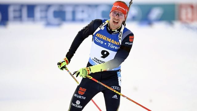 Biathlet Johannes Kühn sprintete auf Platz drei.