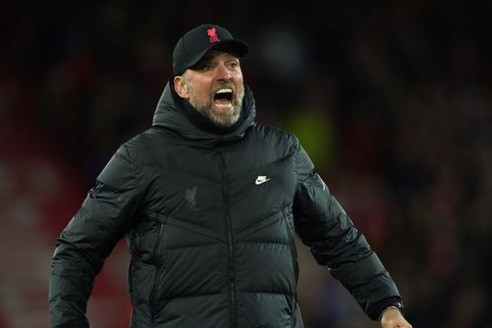 FC Liverpools Trainer Jürgen Klopp feiert den Sieg gegen West Ham United.