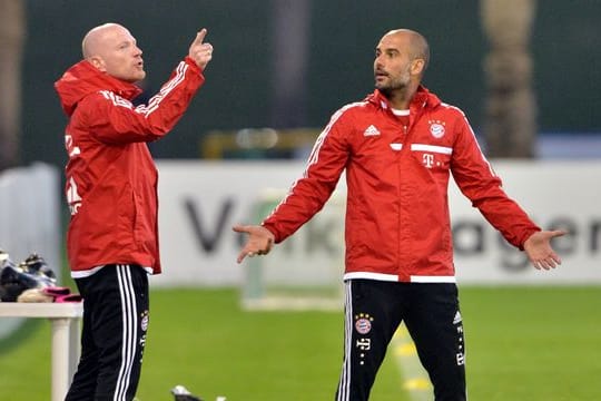 Matthias Sammer (l) und Pep Guardiola bei einem Trainingslager der Bayern im Jahr 2014.