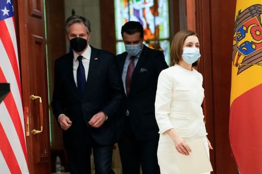 US-Außenminister Antony Blinken mit Maia Sandu, der Präsidentin der Republik Moldau.