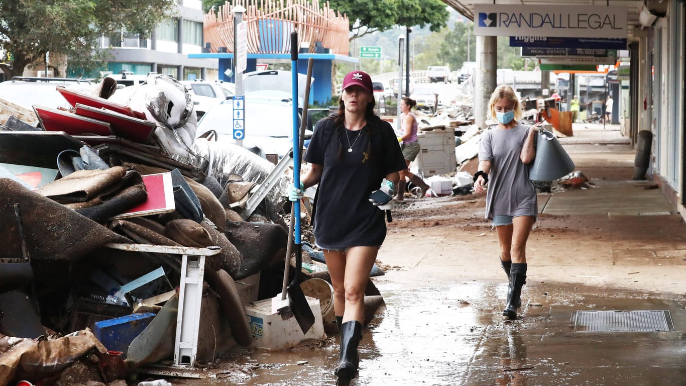 Aufräumen nach der Flut: In der Innenstadt von Lismore sind alle Geschäfte komplett zerstört.
