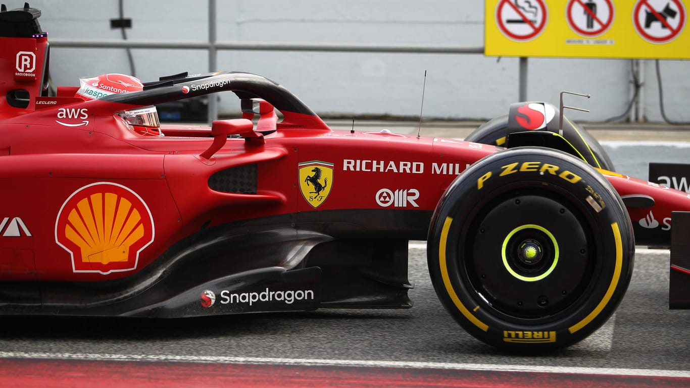 Deutlich größer: Die neuen 18-Zoll-Reifen, hier am Ferrari von Charles Leclerc.