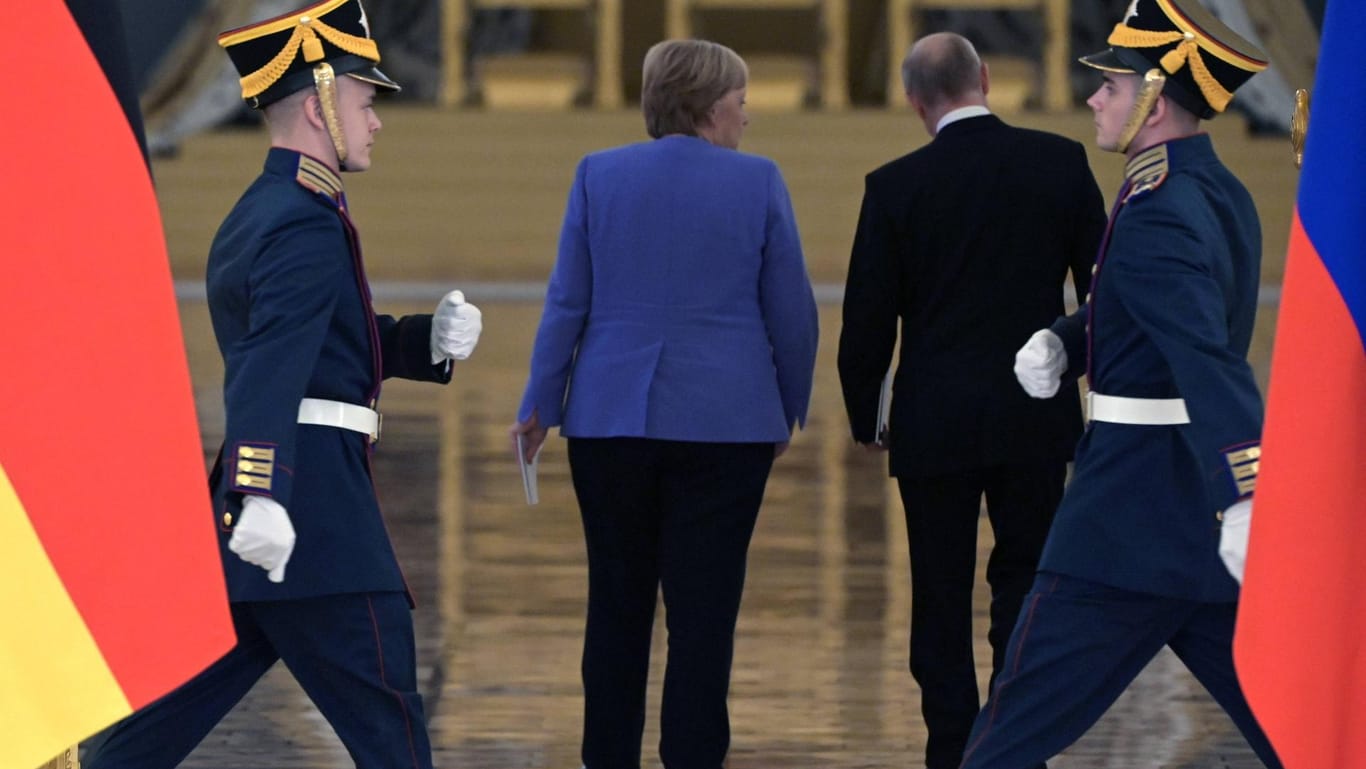 Reden, reden und reden: Angela Merkel und Wladimir Putin bei einem Treffen in Moskau im August 2021.