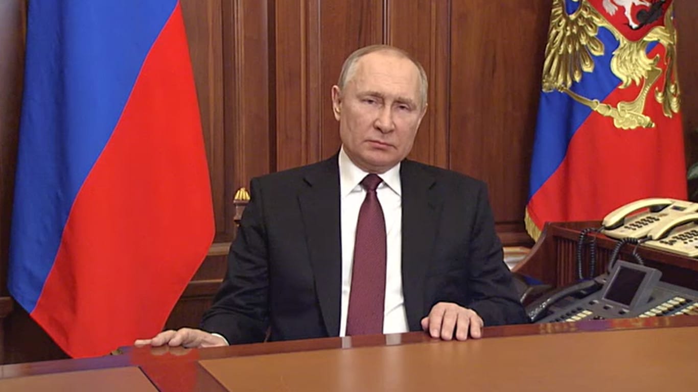 Putin während seiner Fernsehansprache: Am Donnerstag vor zwei Woche startete mit der Rede der Einmarsch in die Ukraine.
