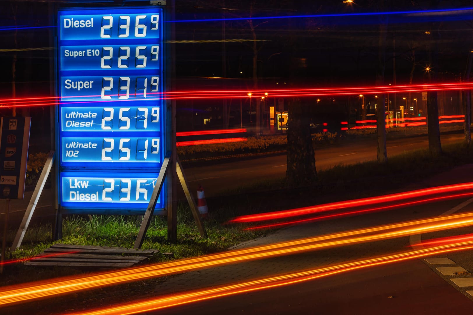 Auf der nach oben offenen Benzinpreis-Skala: Tankstelle in dieser Woche.