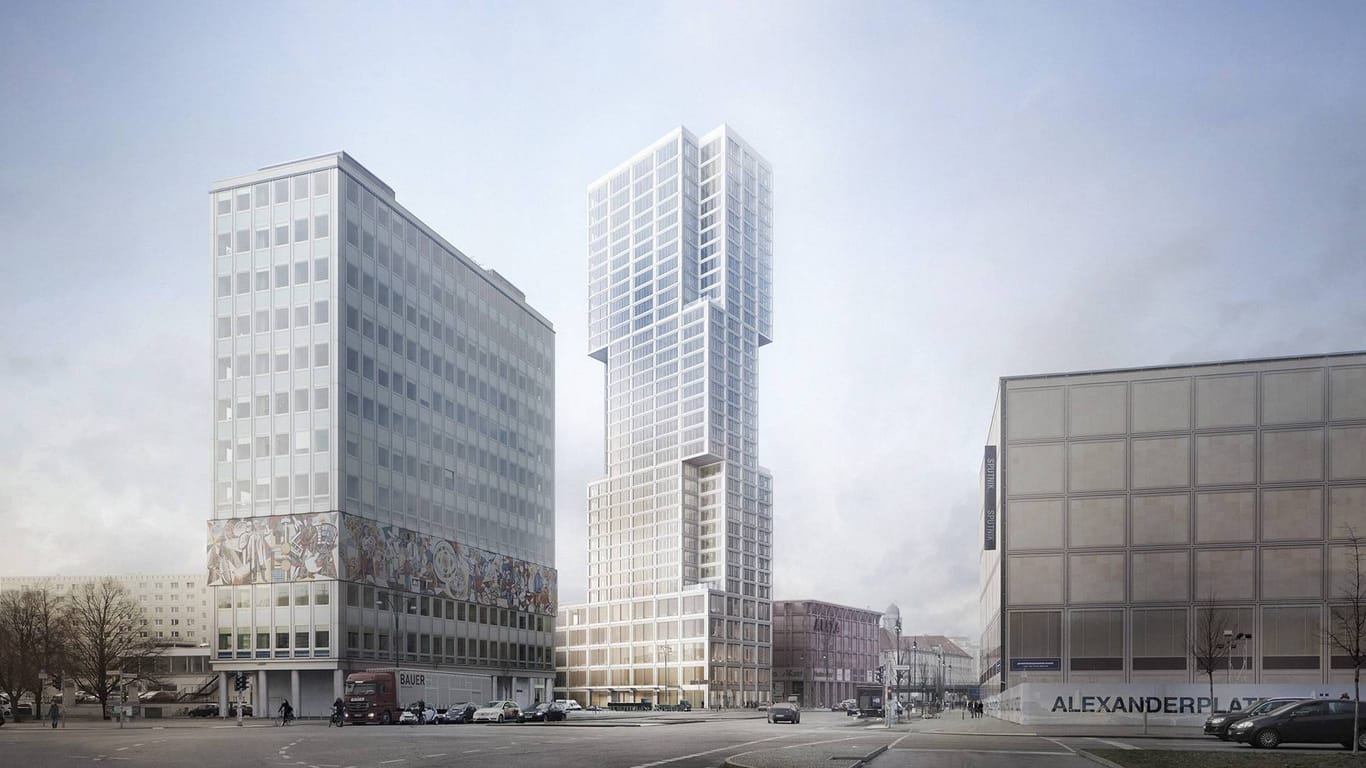 Der geplante Wohnturm am Alexanderplatz: Auf 35 Etagen sollten hier 377 Wohnungen entstehen.