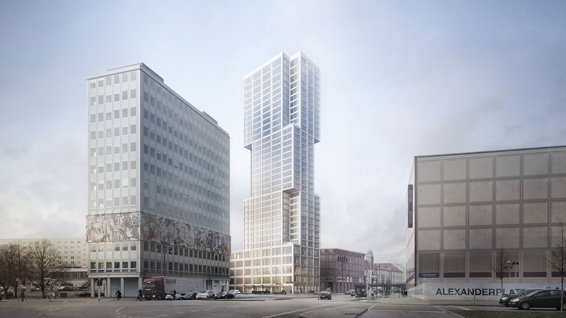 Der geplante Wohnturm am Alexanderplatz: Auf 35 Etagen sollten hier 377 Wohnungen entstehen.