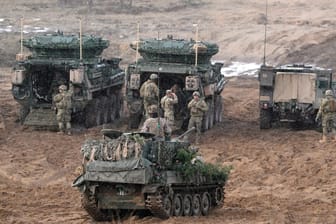 Nato-Truppen versammeln sich während Militärübungen in Lettland: Russland wertet die Verstärkung der Truppenpräsenz im Baltikum als Provokation.