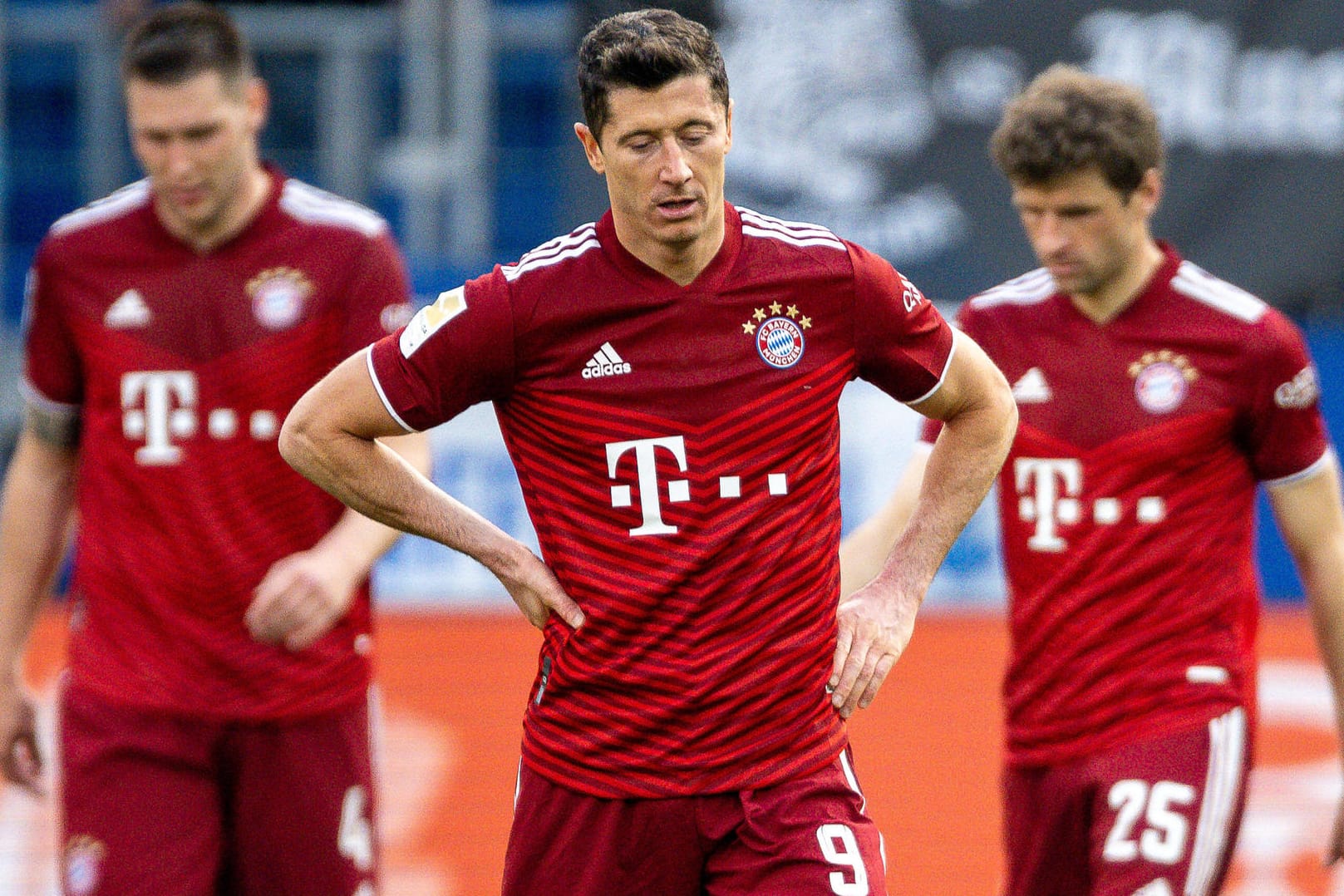 Enttäuscht: Bayern-Stars Süle, Lewandowski, Müller (v. l.) im Spiel bei der TSG Hoffenheim.