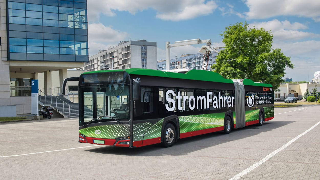 Elektrobus der Firma Solaris: Ab März 2023 sollen sie durch Dortmund Rollen. Elektrobus der Firma Solaris: Ab März 2023 sollen sie durch Dortmund Rollen.