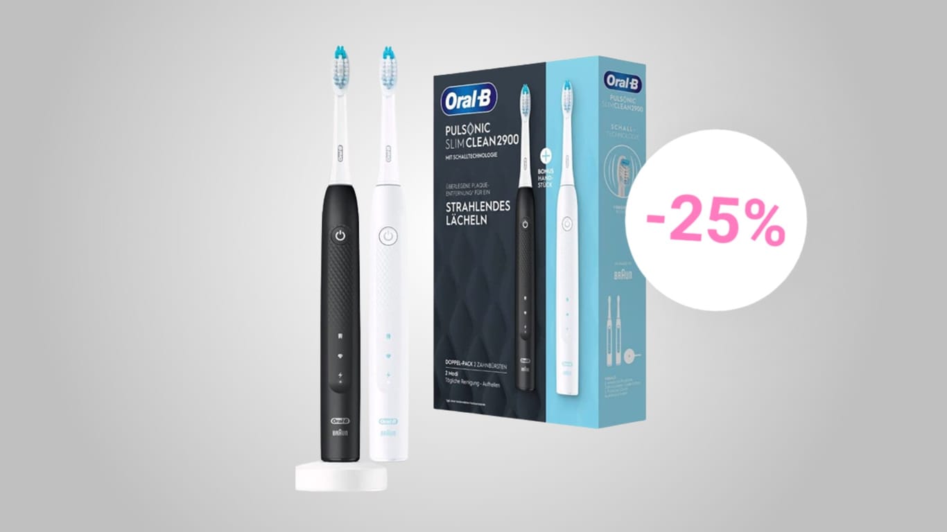 Heute erhalten Sie bei Amazon die Zahnbürsten Pulsonic Slim Clean 2900 von Oral-B im Doppelpack zum Schnäppchenpreis.