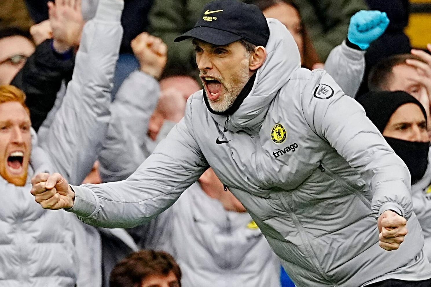 Thomas Tuchel jubelt nach dem späten Siegtreffer gegen Newcastle: Hat der Chelsea-Coach auch nach dem CL-Rückspiel in Lille gut lachen?