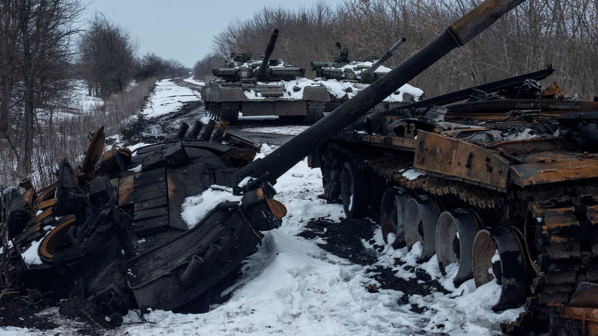 Zerstörte russische Panzer in der Ukraine: Die ukrainischen Streitkräfte fügen den Angreifern massive Verluste zu.