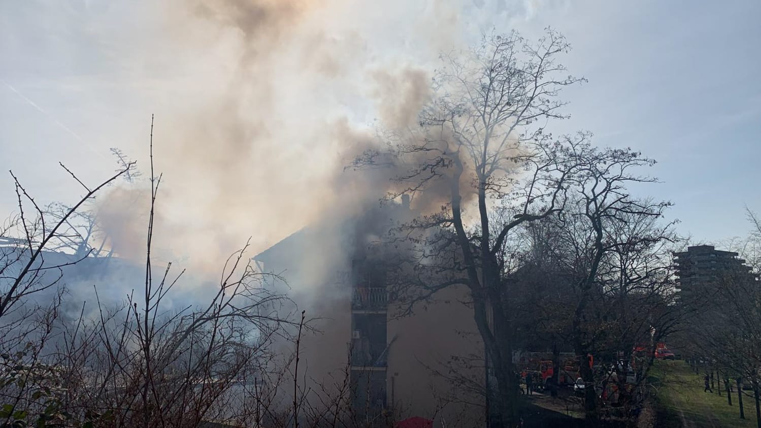 Feuer in Köln: Zwei Personen wurden aus dem Gebäude gerettet und kamen in ein Krankenhaus. Feuer in Köln: Zwei Personen wurden aus dem Gebäude gerettet und kamen in ein Krankenhaus.