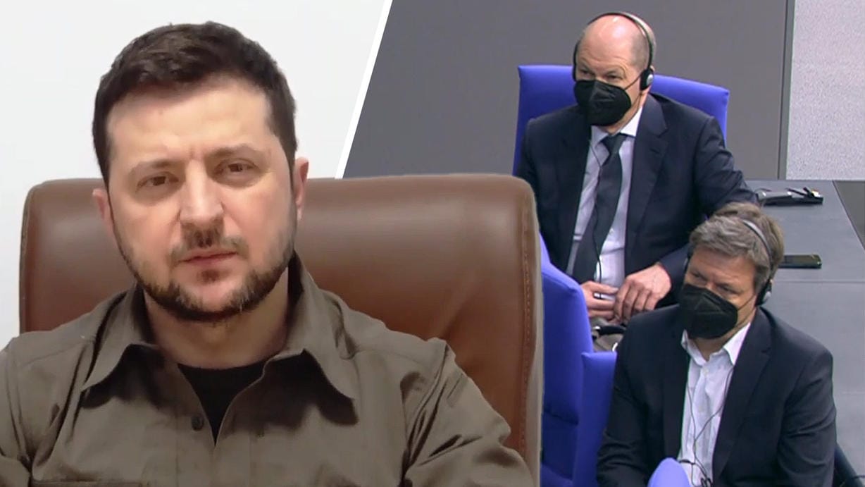 Der ukrainische Präsident Selenskyj wandte sich in einer Ansprache an die Abgeordneten.