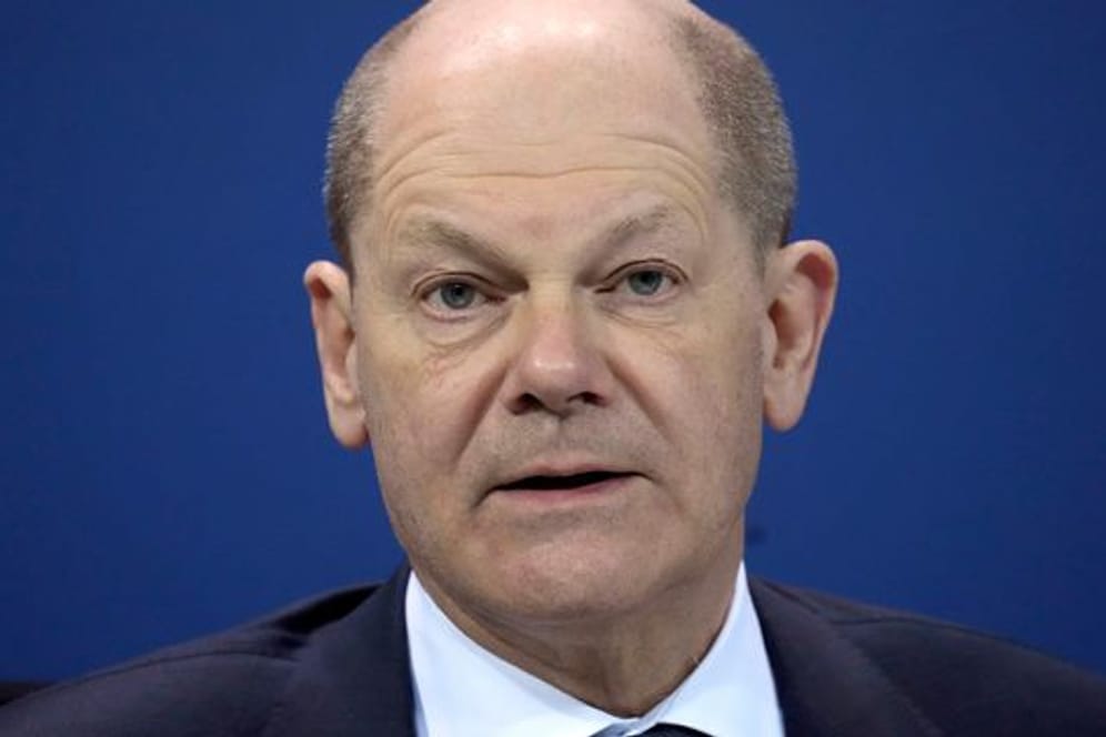 Bundeskanzler Olaf Scholz (SPD) spricht bei einer Pressekonferenz im Bundeskanzleramt.