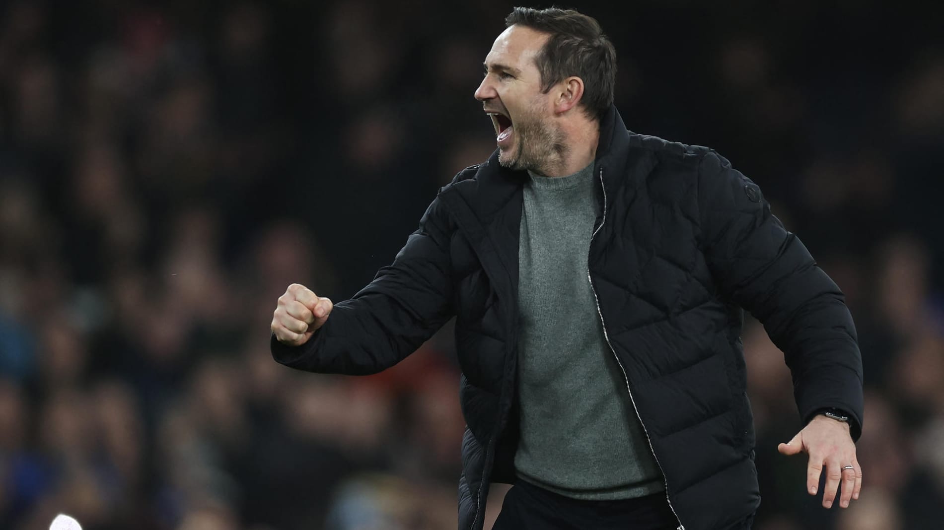 Frank Lampard: Der Everton-Trainer brach sich beim Jubeln die Hand.