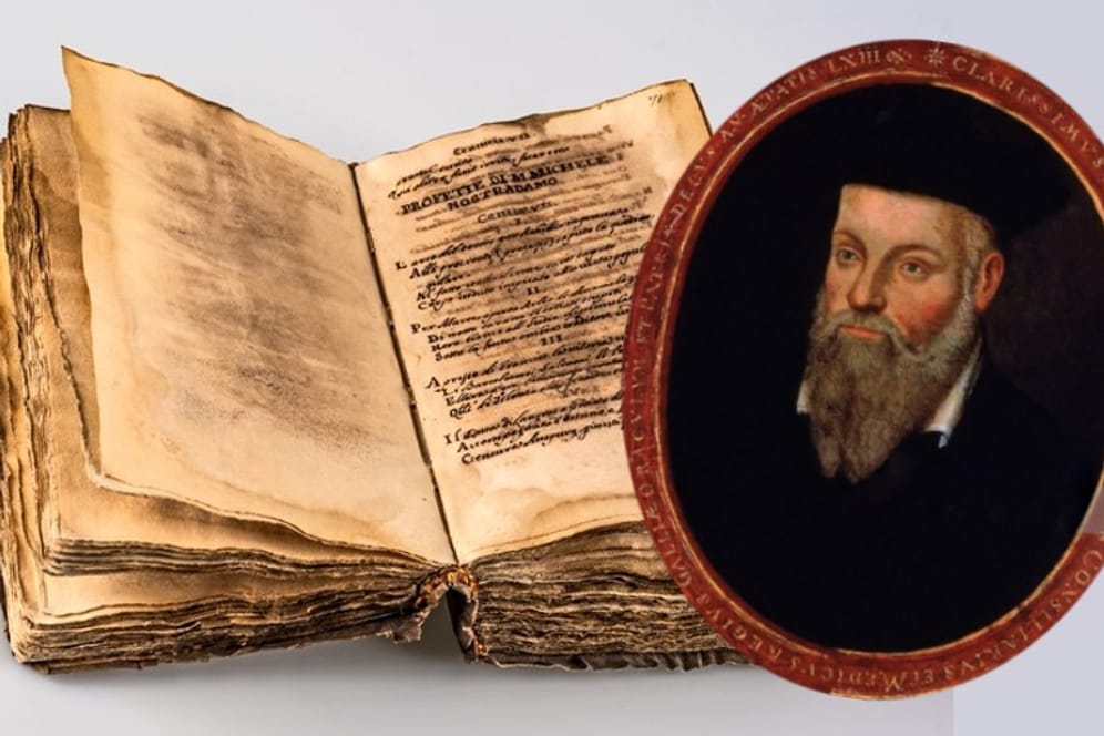 Abschrift des Werks von Nostradamus: Der Apotheker, Arzt und Astrologe lebte von 1503 bis 1566 und wurde schon zu Lebzeiten mit seinen prophetischen Gedichten berühmt.