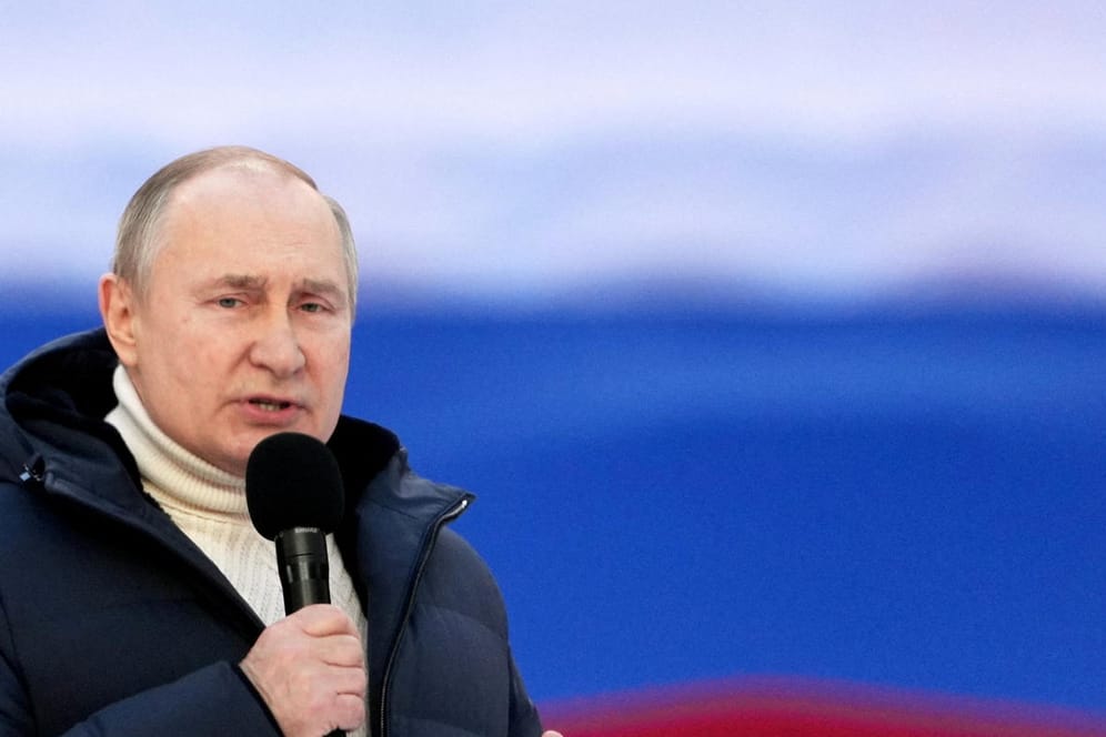 Wladimir Putin: Der russische Präsident bei seiner Rede zum achten Jahren der Annexion der Krim.