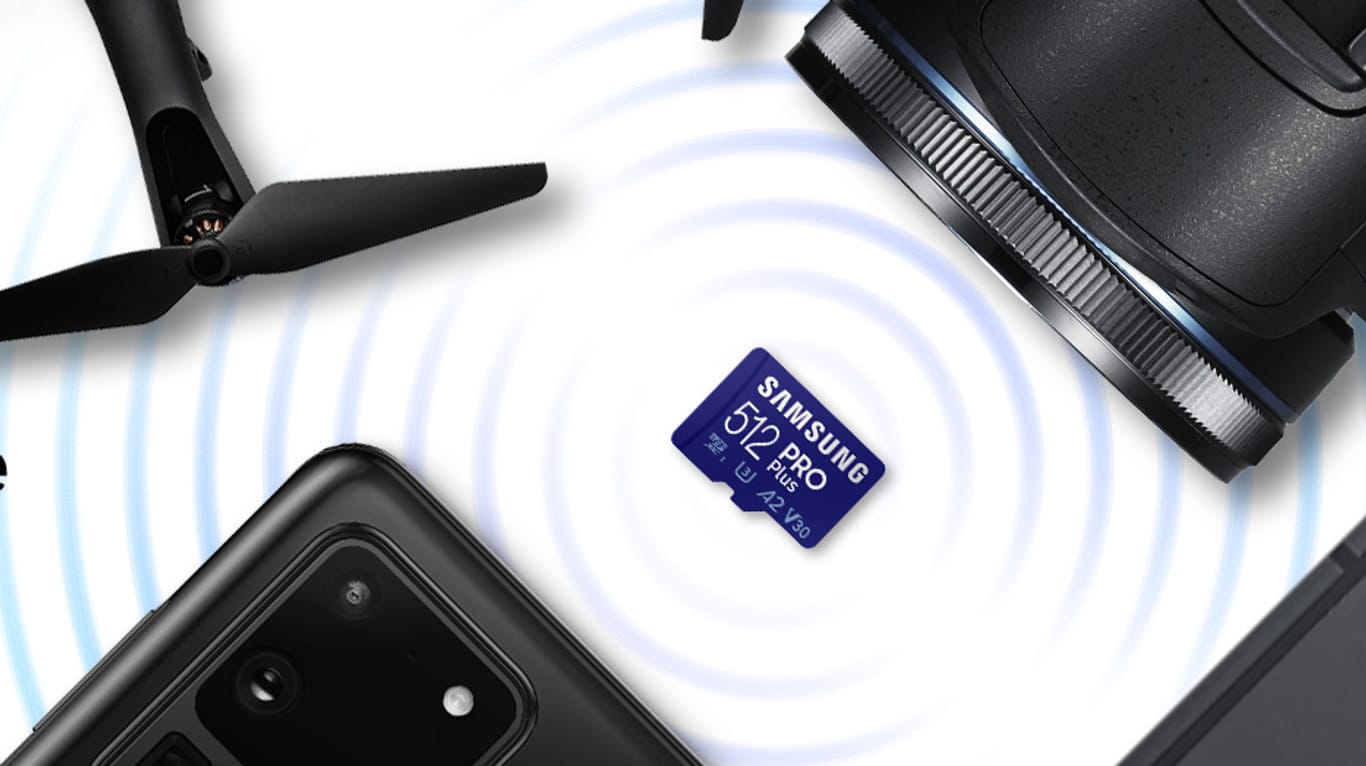 Amazon-Angebot: Die microSD Pro Plus von Samsung mit 512 Gigabyte Speicherplatz ist heute zum neuen Rekordpreis erhältlich.