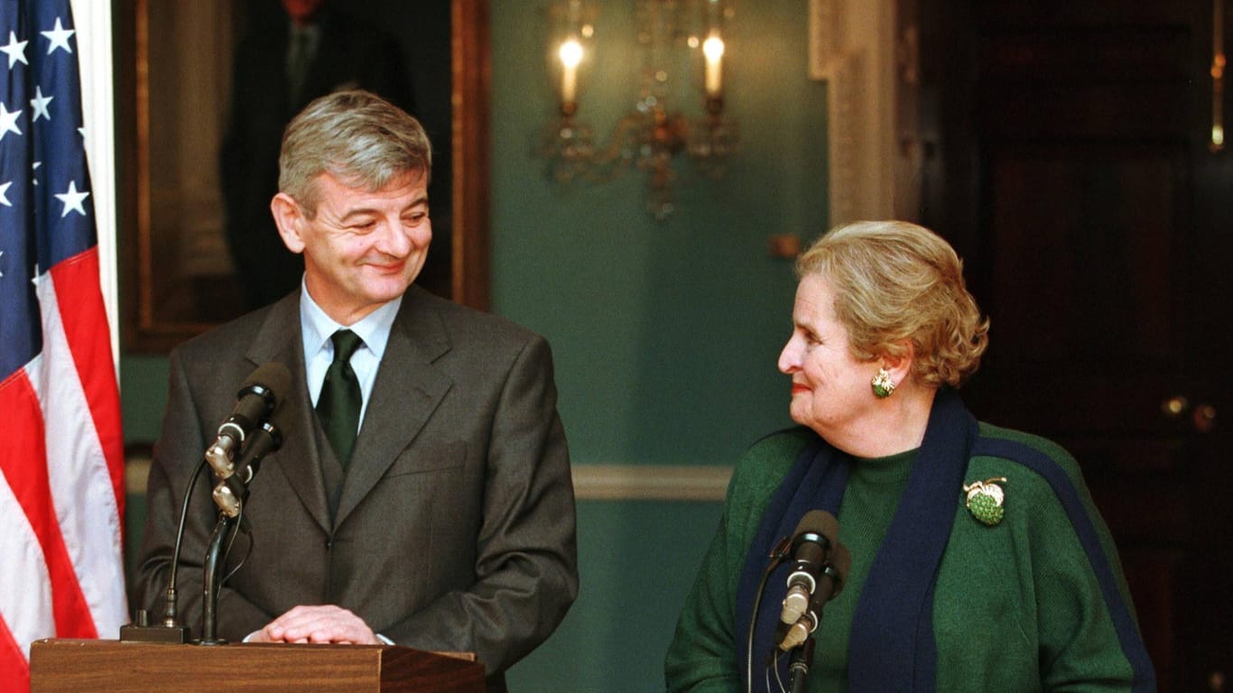 Der ehemalige Bundesaussenminister Joschka Fischer mit Madeleine Albright: Ein gutes Team auf der Weltbühne.