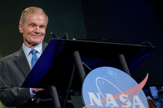 Nasa-Chef Bill Nelson während seiner ersten großen Ansprache an die Mitarbeiter im Hauptsitz der Behörde in Washington.